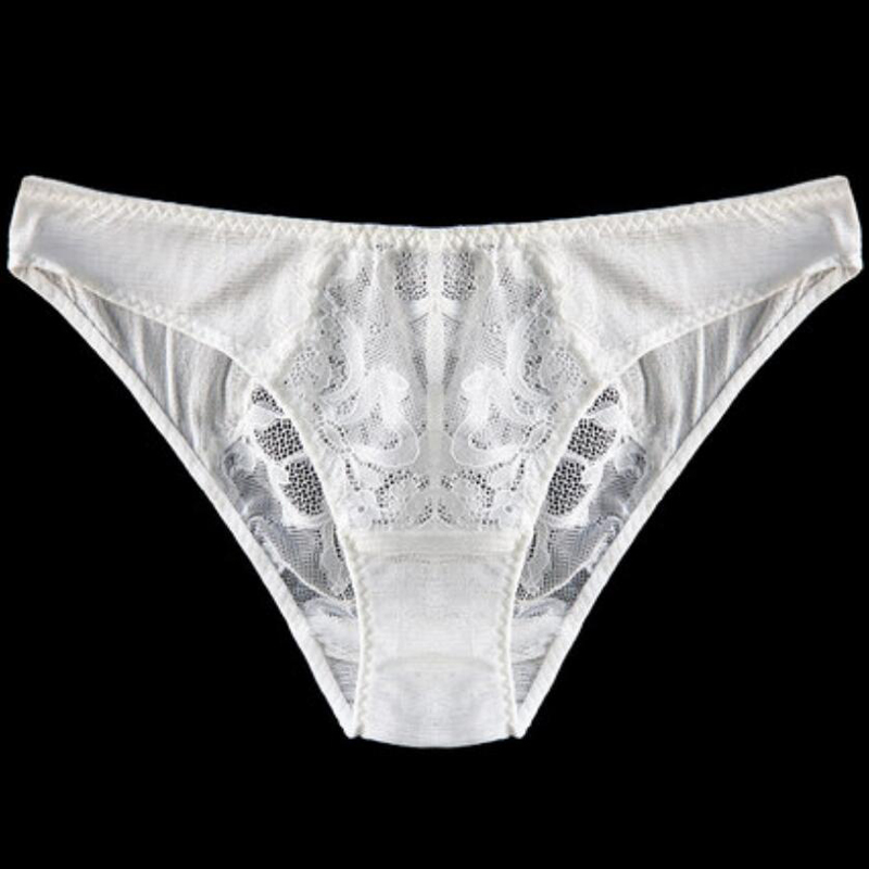 100% SILK basic women PANTIES high quality black white Lace Sexy ladies lingerie calcinha briefs underwear calzoncillos